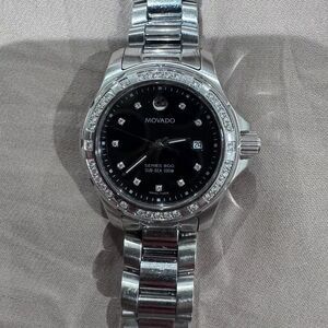 Movado Silver and Black Watch